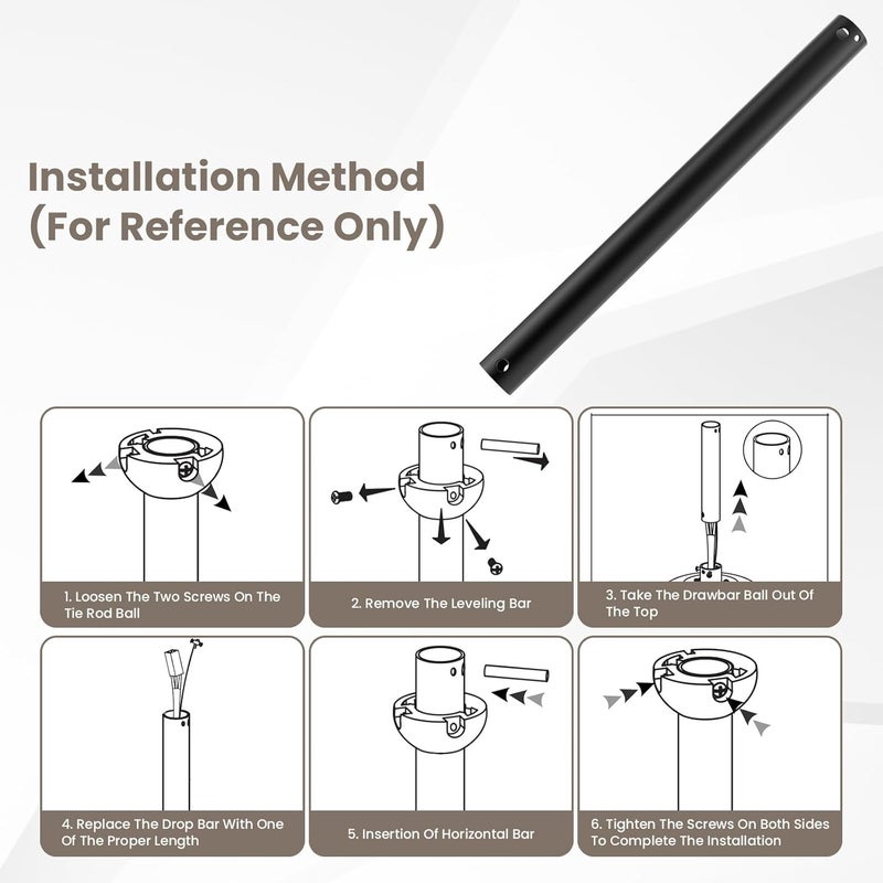 BaYiToo 24 Inch （Actual 23.6inch） Ceiling Fan Downrod, Matte Black Unthreaded Downrod for Ceiling Fan (1 Inch Outer Diameter) - Image 4